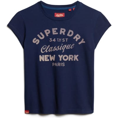 Superdry - Indigo Workwear T-shirt met kapmouwen - Dames - T-shirts
