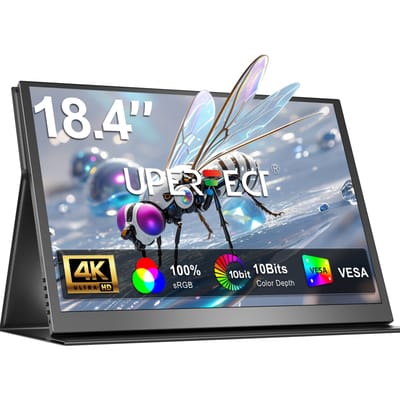 UPERFECT 18.4' 4K draagbare monitor VESA 3840x2160 UHD 100% SRGB HDR FreeSync Ultraslank reisscherm voor PS5/4 desktoplaptop