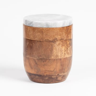 Houten Urn Groot 3 liter Met Stenen Deksel - Urn voor Menselijke As - Crematie Urn voor As Volwassenen