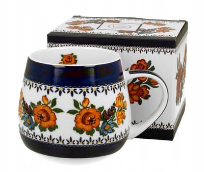 Porseleinen Mok "Baryłka" Bloemen Etno 430 ml - Cadeauverpakking