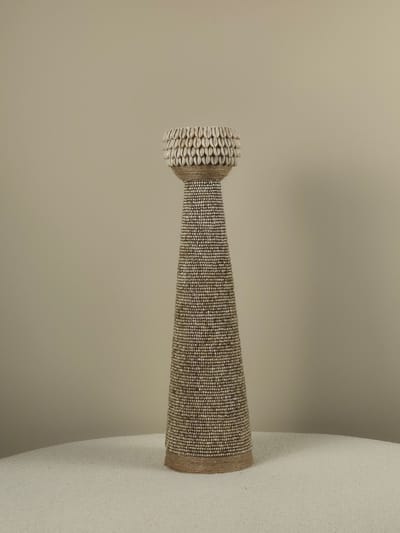 Blitzdeco - Kandelaar - Florian - Kralen en Schelpen - Beige - Handgemaakt Uniek - 50CM