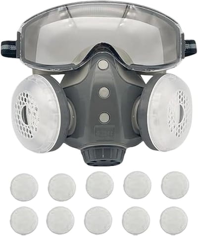 Stofmasker - Adembescherming - Bescherming Werk - Volledig Gezicht - 23 x 18 x 10 cm - Grijs