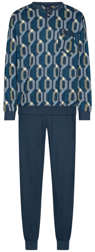 Robson Pyjama - Katoen - Knoopsluiting - Blauw - Maat 48