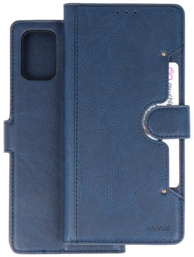 KAIYUE - Luxe Portemonnee Hoesje - Pasjeshouder Telefoonhoesje - Wallet Case - Geschikt voor Samsung Galaxy A51 - Navy