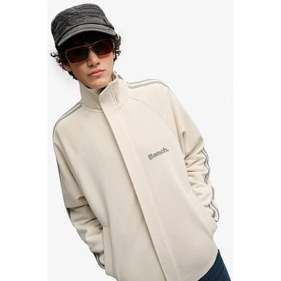 Superdry Bench High Neck Stripe Trainingsjack White Grootte: M