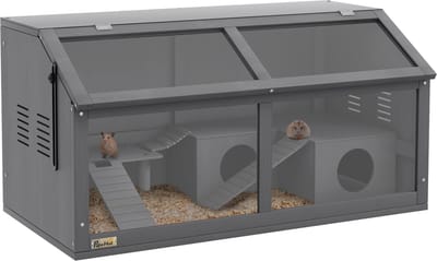 PawHut kooi voor kleine dieren - stabiel - ventilatieopeningen - grijs