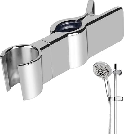 Verstelbare Handdouche Houder zonder Boren, Geschikt voor Badkamer, 22-25 mm, Chroom Geplateerd Metaal, Duurzaam en Praktisch