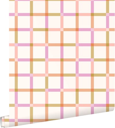 ESTAhome behang geblokt motief roze, paars en groen - 50 x 900 cm - 132061
