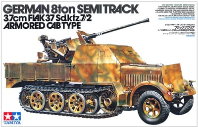 Tamiya Modelbouwpakket Militaire voertuigen - 35144 Semi-Track 8 Ton 3.7cm Flak 37 Sd.Kfz.7/2 - Armored Cab Type WWII - Duits Luchtafweervoertuig Plastic - 1:35 - Modelbouw
