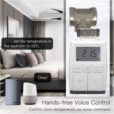 Slimme Thermostaatkraan - Radiatorregelaar Verwarmingskraan - Energie Besparen - Open Raam Detectie - 5-30°C - Wit