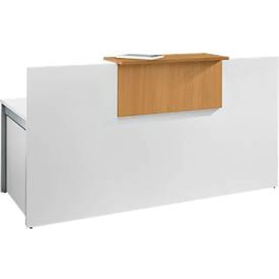 Receptiebalie Come-In - 1 houten blad - recht - breedte 1800mm - wit/beukenpatroon