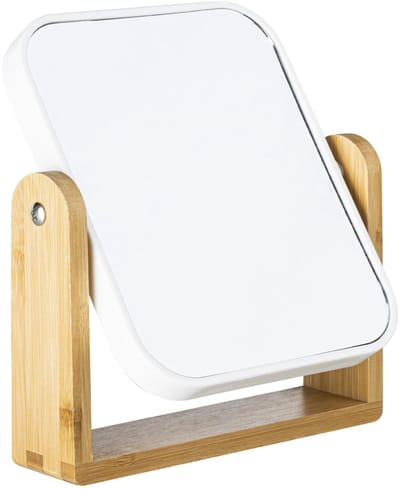 HI Dubbele make-up spiegel - op voet - 15 x 18 cm - wit - scheerspiegel - Badkamer spiegel op standaard