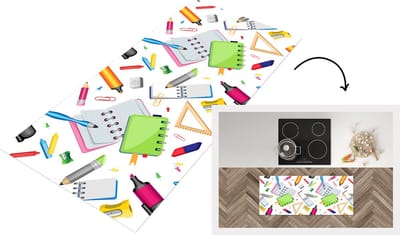 Keukenloper - Loper keuken - Patroon - School - Potlood - 120x50 cm - Keukenloper vinyl