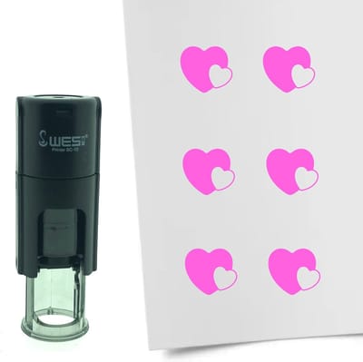 CombiCraft Stempel Hartjes verstrengeld 10mm rond - Roze inkt