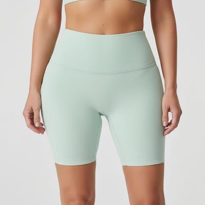 Dames zomer yogashort-hoog taille-elastisch-heupvormend-huidvriendelijk fitnesskleding——Lichtgroen, S