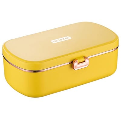 Kantoor Thermische Lunchboxen, Draagbare Elektrische Lunchboxen, Watervrije Verwarming Bento Box Roestvrij Staal Voedselwarmer EU beige