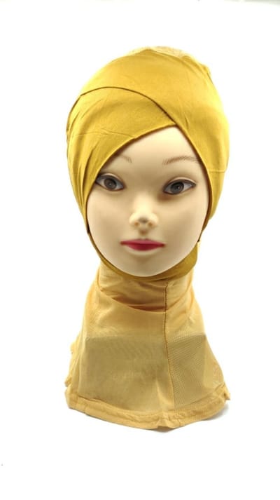 2 stuks Grijse en kameel onderkapjes, onder hoofddoek.