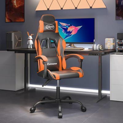 vidaXL - Gamestoel - kunstleer - zwart - en - oranje