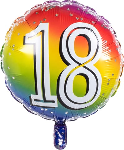 Boland - Folieballon '18' 18 - Multi - Cijfer ballon