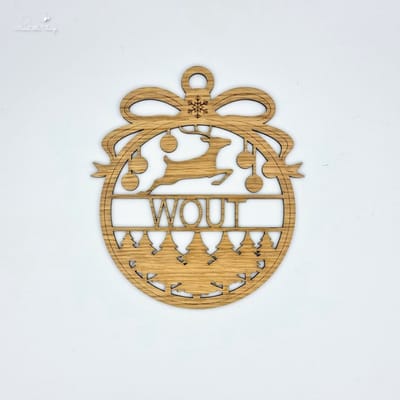 [Nice Little Things] - Maxi Kerst Ornament - Met naam - Eik - Rendier