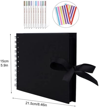 WiseGoods Premium Plakboek Met Accessoires – Scrapbook & Fotoboek - Plakboek Voor 120 Foto’s - Stickers & Pennen Cadeau - Zwart