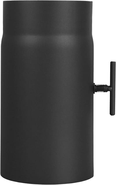 Verlengde Kachelpijp 250 mm met Smoorklep - Ø 150 mm - Zwart - Rookpijp met Klep
