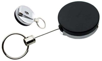 Fako Bijoux - Uittrekbare Sleutelhanger Met Koord - Skipashouder - Staaldraad - 40mm