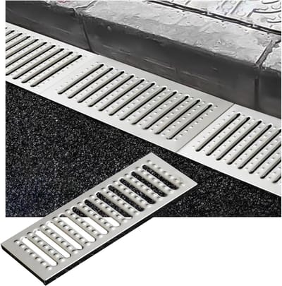 Afvoergoot Rooster - Drain Cover - Water Afvoeren - Roestvrij Staal - 58x20x2.5cm - Zilver