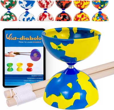 Diabolo Jongleerset - Jongleerspeelgoed - Leren Jongleren - Vaste As Houten Handstaven - 10 x 115 x 10 cm