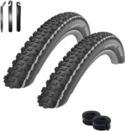 2x Mountainbike Banden 27.5 x 2.25 met Binnenbanden en Bandenlichters