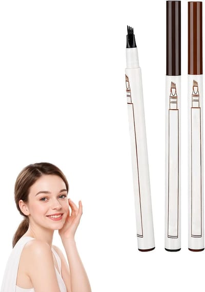 Waterproof 4-Point Eyebrow Pens in Chestnut en Brown voor Natuurlijke en Gedefinieerde Wenkbrauwen met Fijne Micro Fork Tip