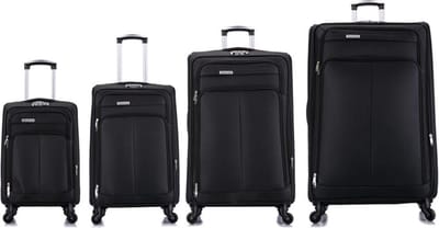 Kofferset Travelerz - 4 delig softcase - 4 wielen reisbagage - Zwart