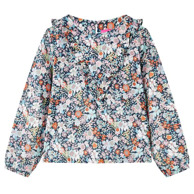 vidaXL - Kindershirt - met - lange - mouwen - 116 - donkerblauw