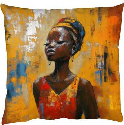 Sierkussens - Kussentjes Woonkamer - 50x50 cm - Vrouw - Ogen - Penseelstreken - Geel