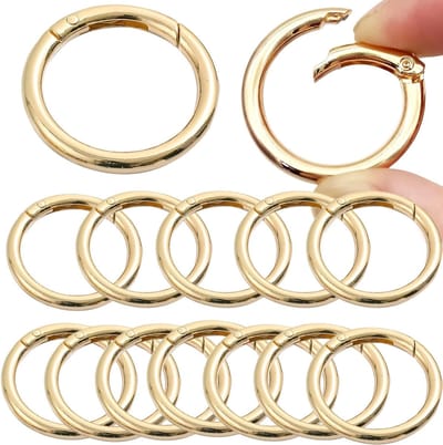 Set van 15 Grote Ronde Carabiner Haken 40 mm voor Handtassen, Sleutelhangers en Creatieve Projecten (Goud)