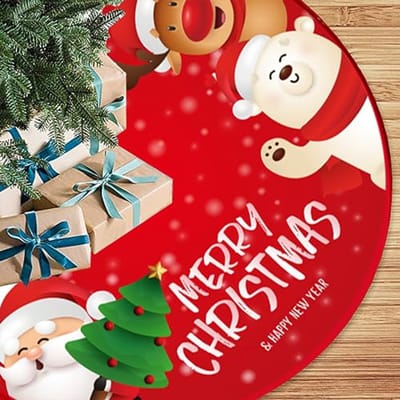 Kerstboomrok 90cm Sisal met Sneeuw en Kerstman - Feestelijke Mat voor Kerstmis en Feestdagen