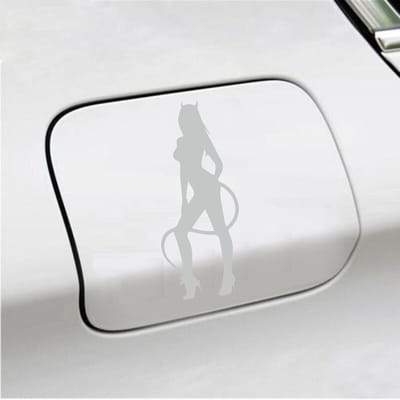 Bumpersticker - Vrouw Duivel - 7 X 16,5 - Licht Grijs
