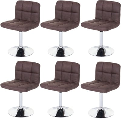 Set van 6 eetkamerstoelen Kavala, draaistoel, imitatie suède chroom ~ vintage donkerbruin