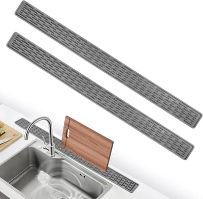 Siliconen Afdruipmat - Kraan Mat Spoelbak - Keuken Organiseren - Sneldrogend Ontwerp - 2 stuks 70 cm - Grijs
