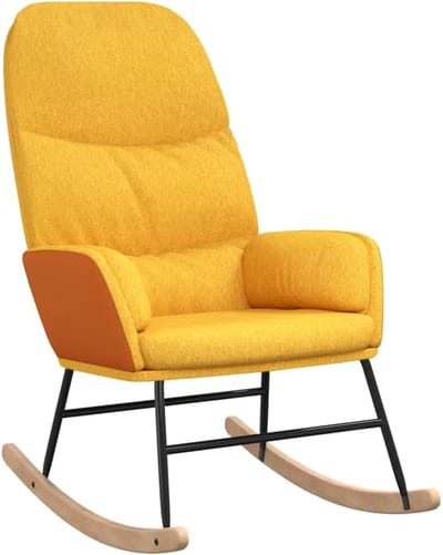 Schommelstoel Stof - Fauteuil Lounge - Ontspannen Zitten - Stabiele Constructie - 70 x 79 x 105 cm - Okergeel
