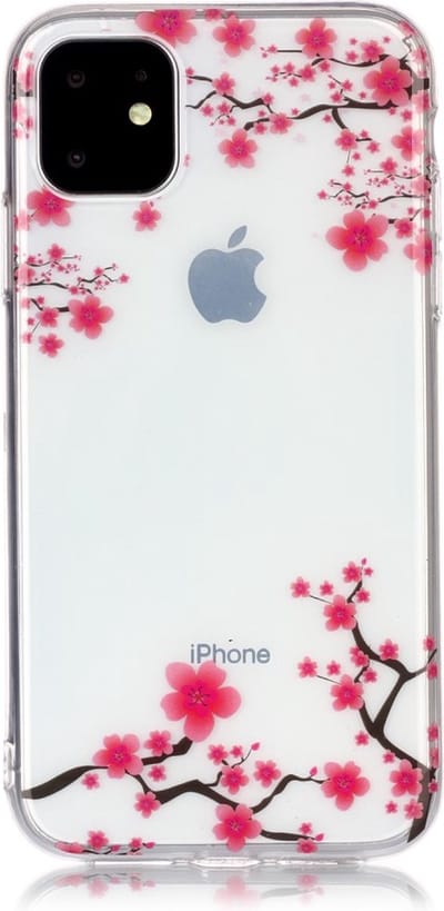 Peachy Bloemen Roze Takken Natuur Hoesje Case TPU geschikt voor iPhone 11 - Transparant