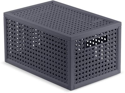 Curver Kaya opbergmand - 7 L - 18,8 x 30 x 15,4 cm - antraciet - premium opbergoplossing, duurzaam kunststof, moderne opberging voor thuis