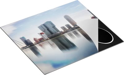 Chefcare Inductie Beschermer Rotterdamse Skyline met de Erasmusbrug - 60x50 cm - Afdekplaat Inductie - Kookplaat Beschermer - Inductie Mat