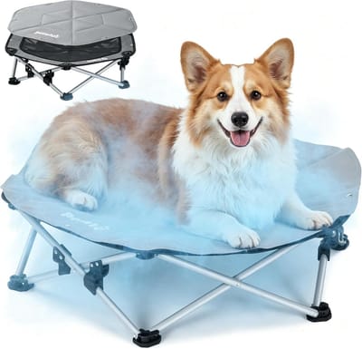 Koelbed Hond Verhoogd – Opvouwbaar Hondenbed – Ademend – Uitneembare Koelmat – Tot 60 kg