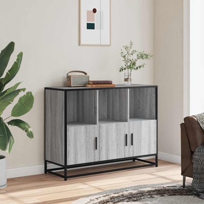 vidaXL - Dressoir - 100x35x76 - cm - bewerkt - hout - grijs - sonoma - eikenkleurig
