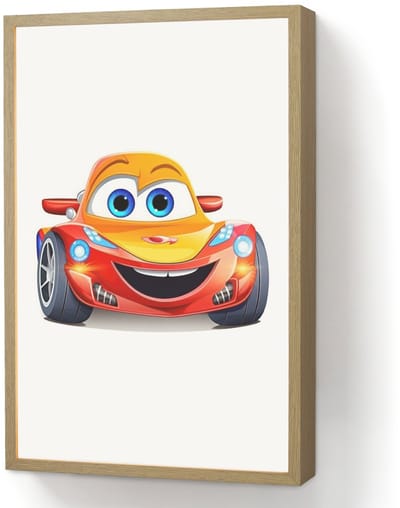Nachtlampje 40x60 cm - Kinder lamp - Raceauto - Oranje - Jongens - Kinderen - Auto - Tafellamp kinderkamer draadloos - Slaapkamer lampje - Bedlamp kinderen - Kinderlampje - Wandlamp babykamer - Nachtlampjes