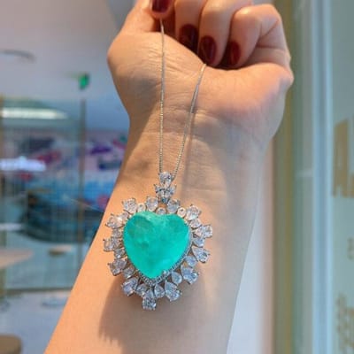 Collier avec pendentif en argent sterling 925 et diamant de laboratoire en tourmaline Paraiba de 20 x 20 mm pour femme, bijoux fins pour fête de mariage 45cm bleu