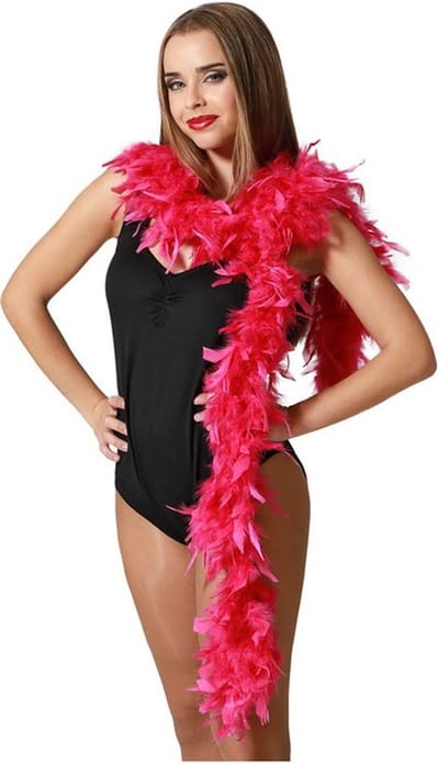 Atosa Carnaval verkleed boa met veren - fuchsia - 180 cm - 45 gram - Glitter and Glamour
