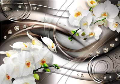 Fotobehangkoning - Behang - Vliesbehang - Fotobehang - Breeze and orchid - Diamanten - Orchidee - 400 x 280 cm