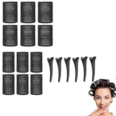 18 delige set - Haarkrulspelden - Haarclips - Krultangset - Met clips - Duurzaam - Zelfklevende magische krultang - Zelfklevende krultang - Zwart - 4 cm en 3 cm - Geschikt voor het stylen van lang, middellang en kort haar
